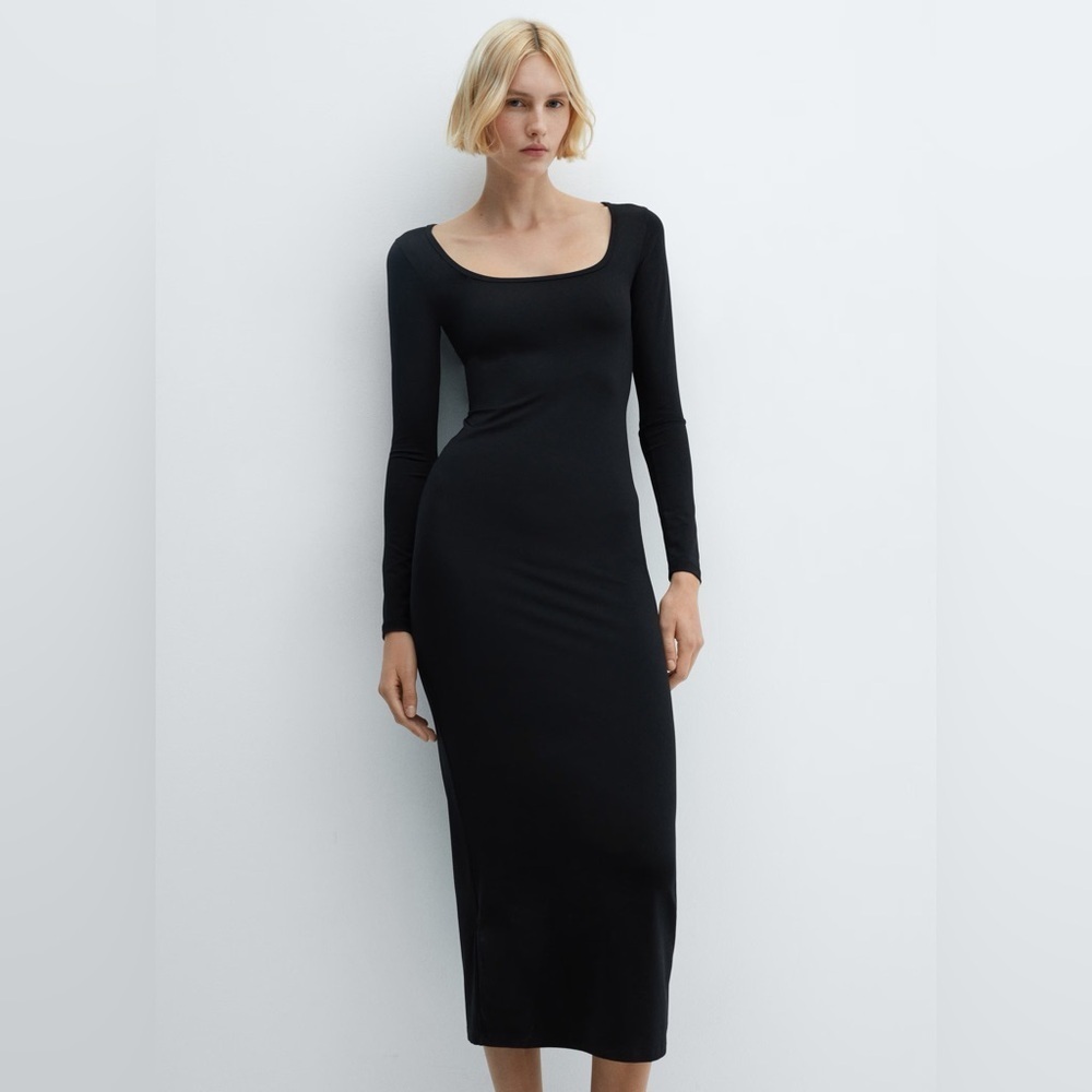 Mango Black Long Sleeve Dress NWT